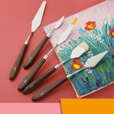 Kuber Industries Set of 5 Painting Knives|Metal Palette Knife Set|Plastic Handle With Various Size & Shape|Ideal For Oil Painting, Acrylic Painting, Color Mixing (Brown)